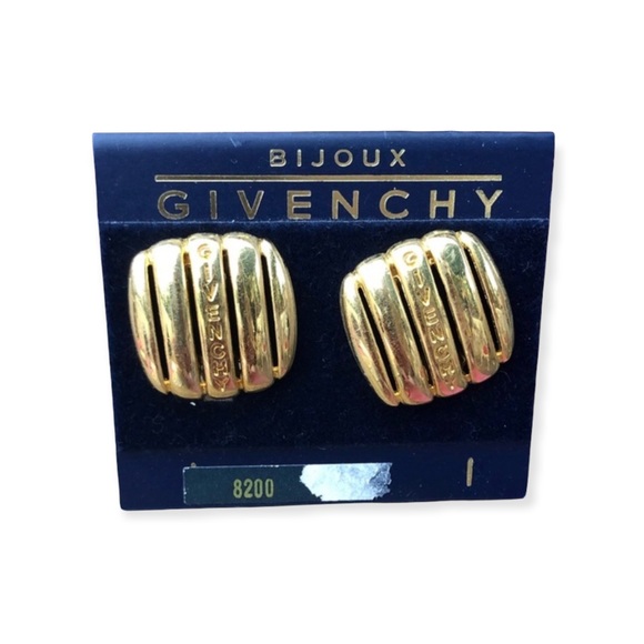 Vintage 1980s Givenchy Bijoux Clip gold finish earrings - Picture 2 of 4